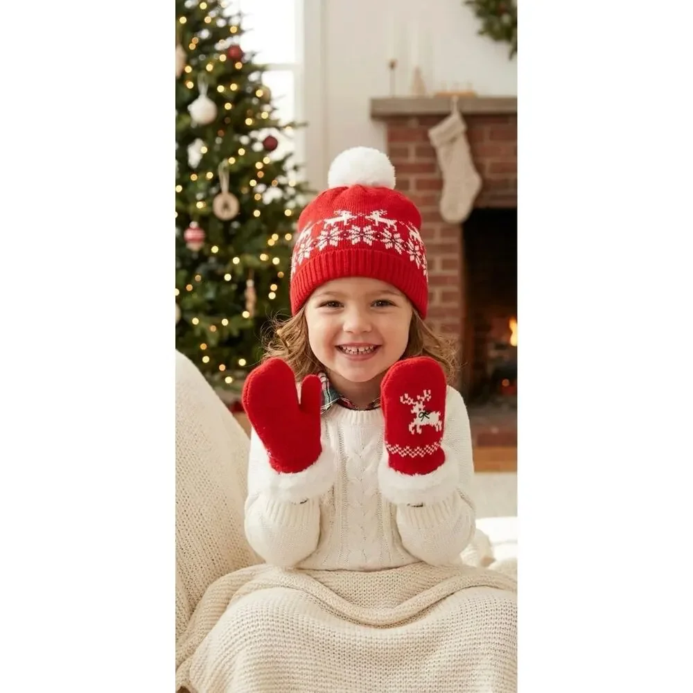 NWT❤️Janie and Jack Reindeer Fair Pom Beanie sz6/8